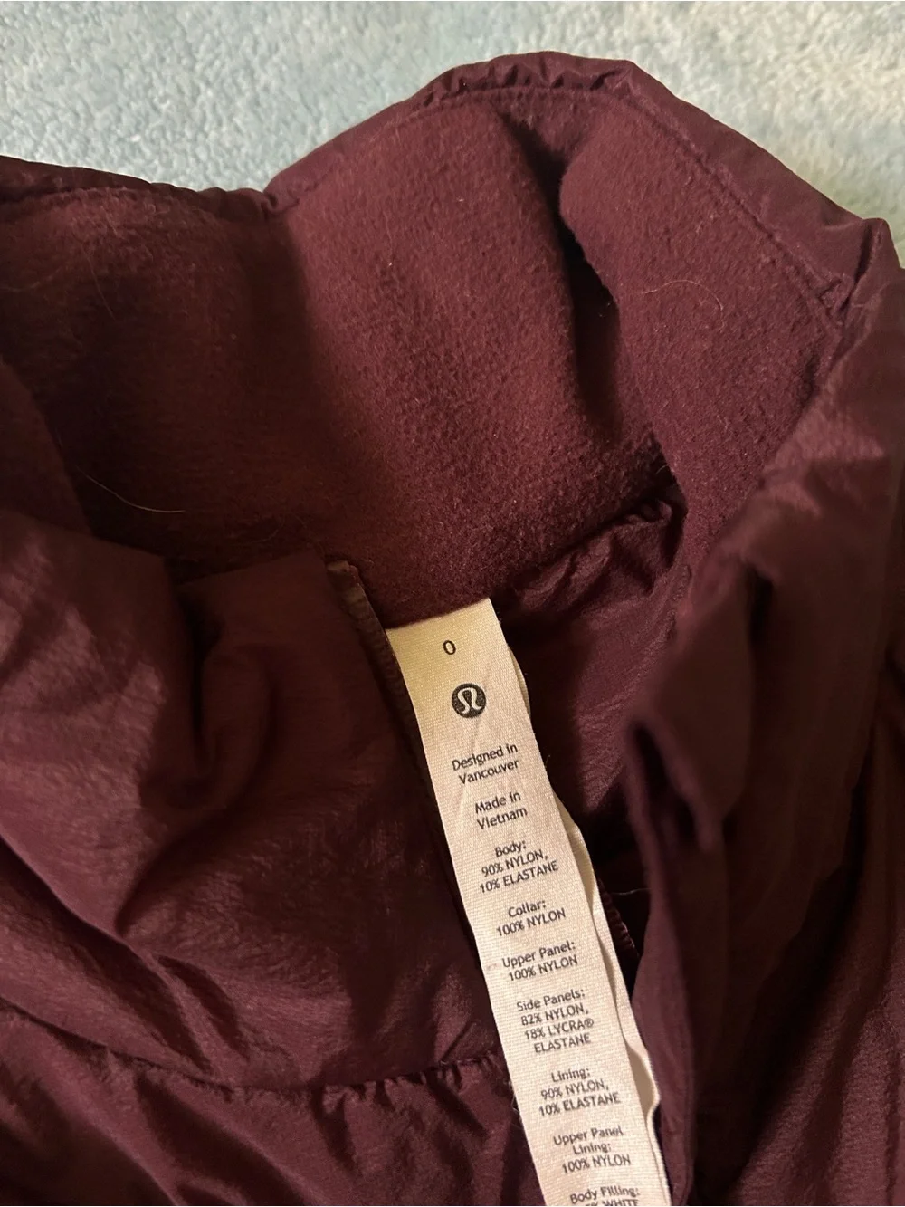 Lululemon wine burgundy zip up athletica vest